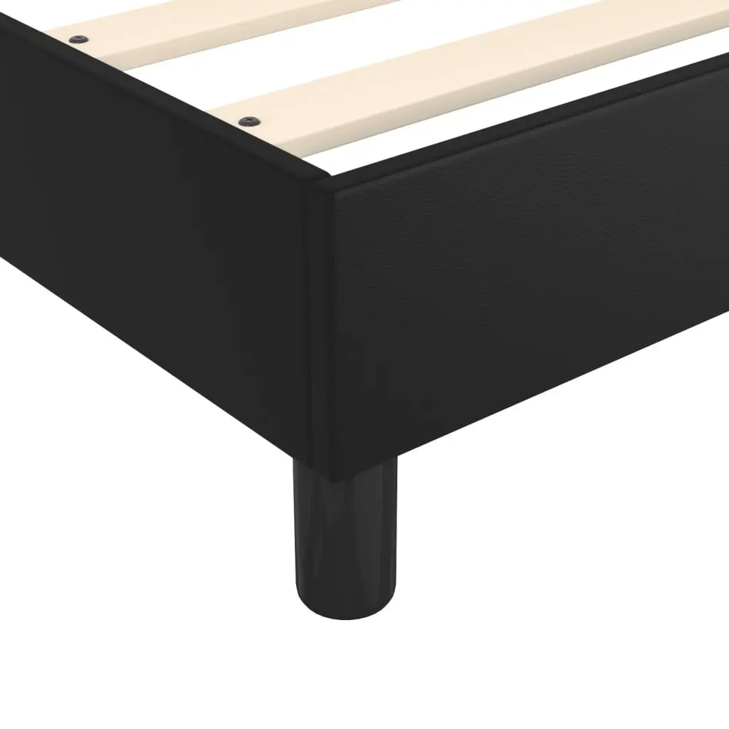Box Spring Bed Black Faux Leather Frame Pocket Spring Mattress 100x200cm