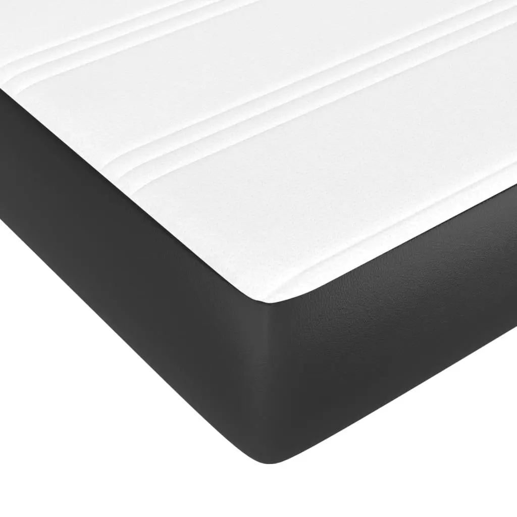 Box Spring Bed Black Faux Leather Frame Pocket Spring Mattress 100x200cm