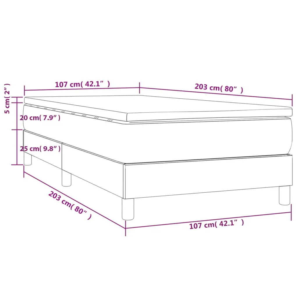 Box Spring Bed with Mattress Grey 100x200 cm Velvet Pocket Spring Upholstered