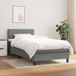 Practical Grey Box Spring Bed for Everyday Use 100x200 cm