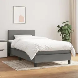 Practical Grey Box Spring Bed for Everyday Use 100x200 cm