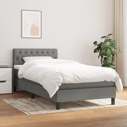 Functional Box Spring Bed with Adjustable Headboard and Mattress 100x200 cm