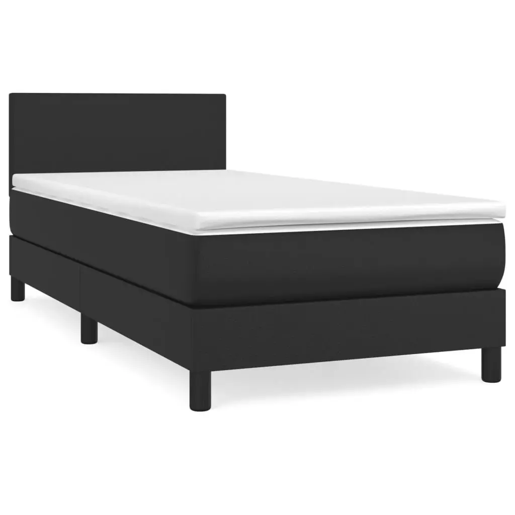 Box Spring Bed with Pocket Spring Mattress King Single Size Black Adjustable Headboard