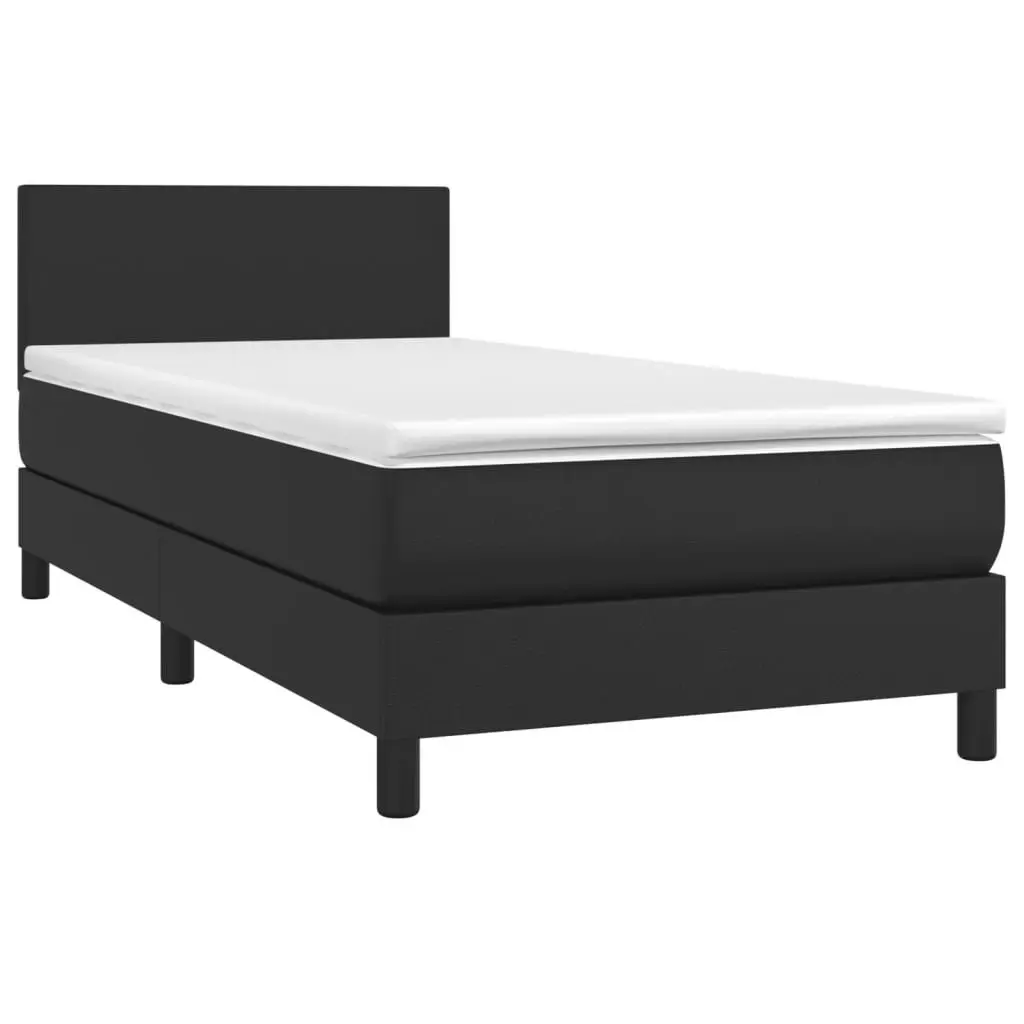 Box Spring Bed with Pocket Spring Mattress King Single Size Black Adjustable Headboard
