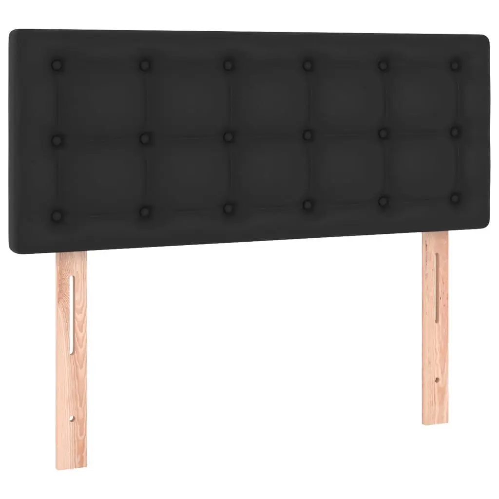Box Spring Bed Black Faux Leather with Pocket Spring Mattress 100x200 cm Adjustable Headboard