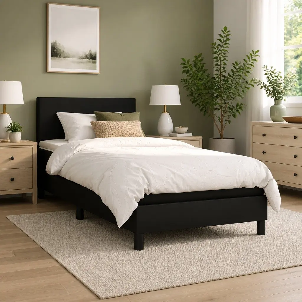 Box Spring Bed with Adjustable Headboard for Various Spaces