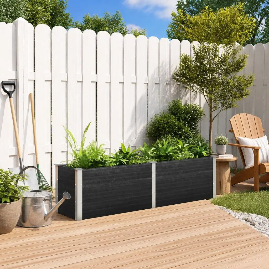 Garden Raised Bed Planter Wood Plastic Composite 200x50x54 cm Grey