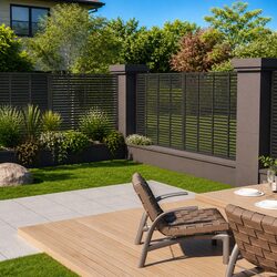 Practical Grey Louver Fence Panel 180x180cm for Your Garden