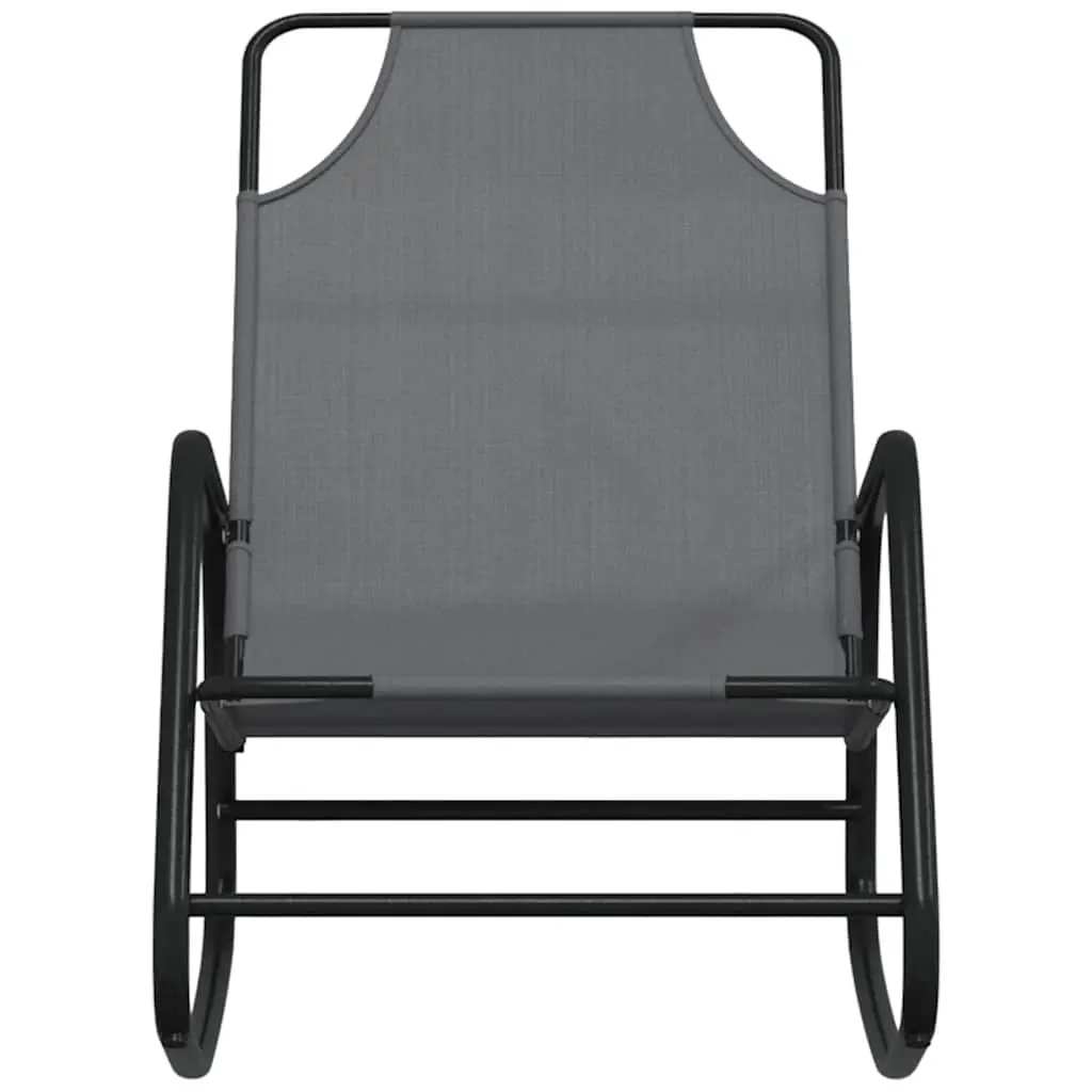 Outdoor Rocking Lounger Textilene Steel Grey Relaxation Chair