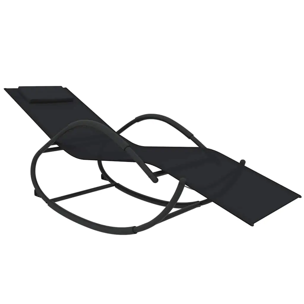 Rocking Chair Sun Loungers 2 pcs Black Powder-coated Steel Textilene Outdoor Garden