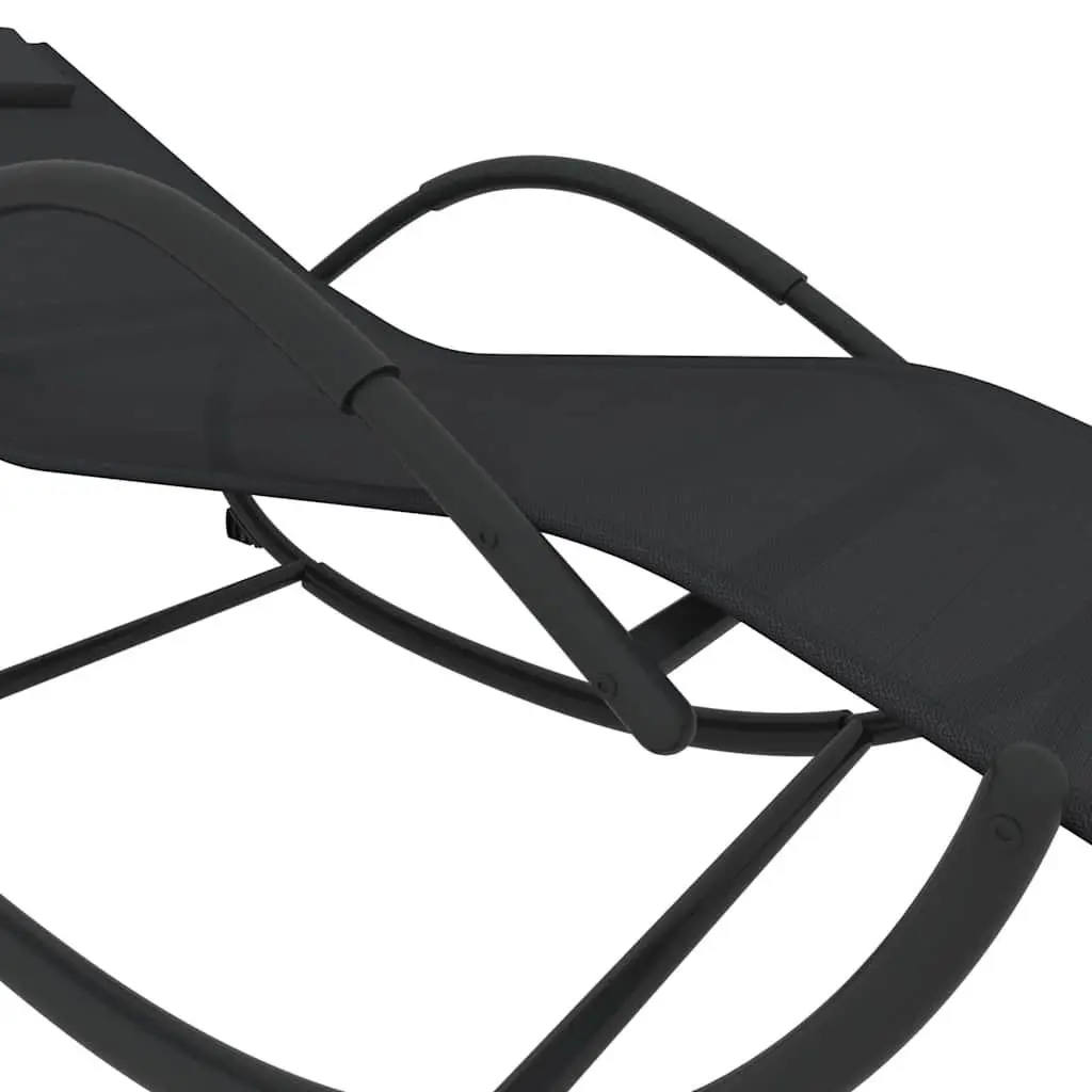 Rocking Chair Sun Loungers 2 pcs Black Powder-coated Steel Textilene Outdoor Garden