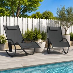 Practical Rocking Sun Loungers - Ideal for Gardens 2 pcs