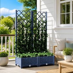 Practical Grey Garden Planter with Trellis for Your Home