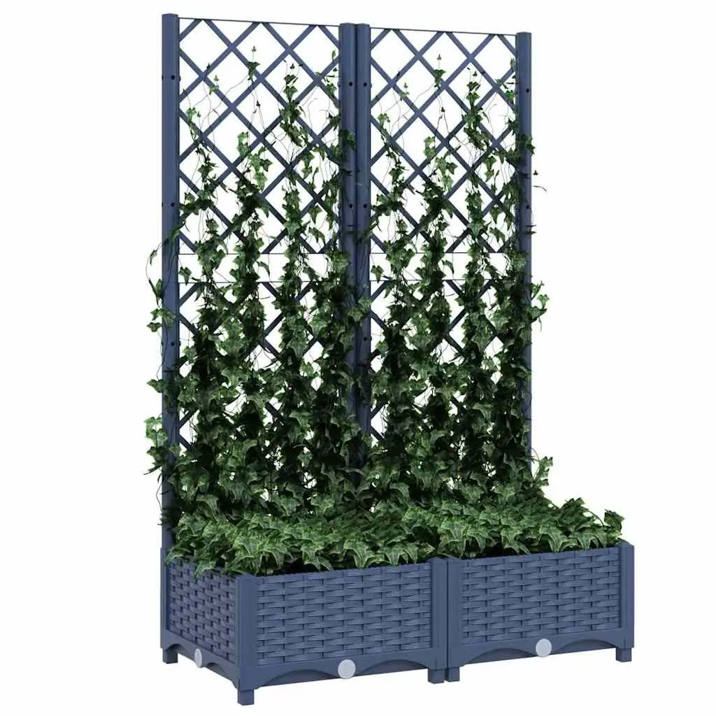 Garden Planter with Trellis PP 80x40x121.5cm Grey