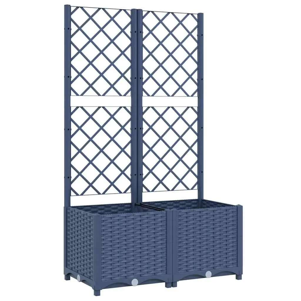 Garden Planter Grey PP with Trellis for Climbing Plants 80 x 40 x 136 cm