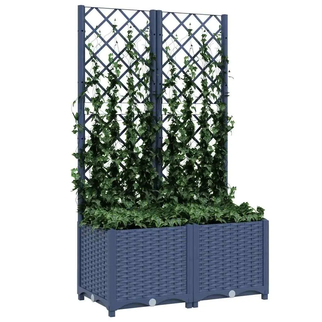 Garden Planter Grey PP with Trellis for Climbing Plants 80 x 40 x 136 cm