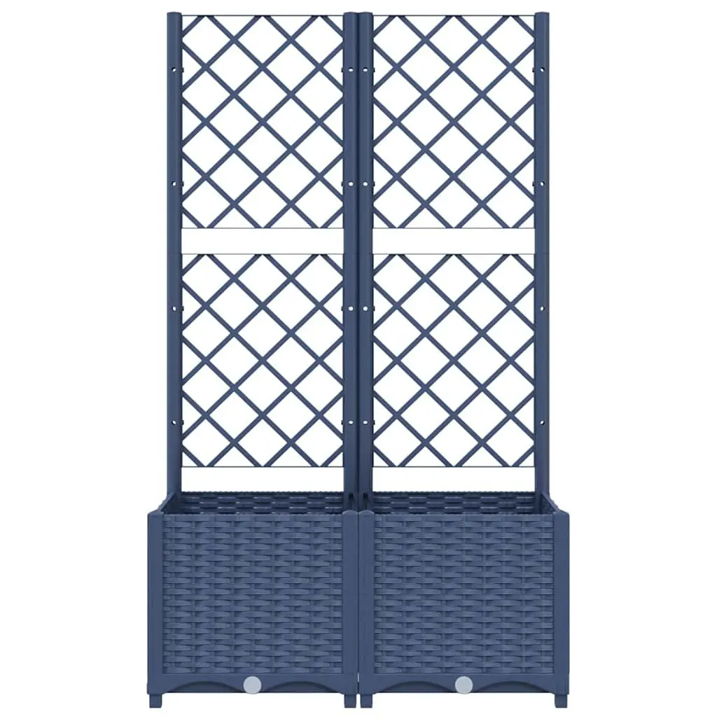 Garden Planter Grey PP with Trellis for Climbing Plants 80 x 40 x 136 cm
