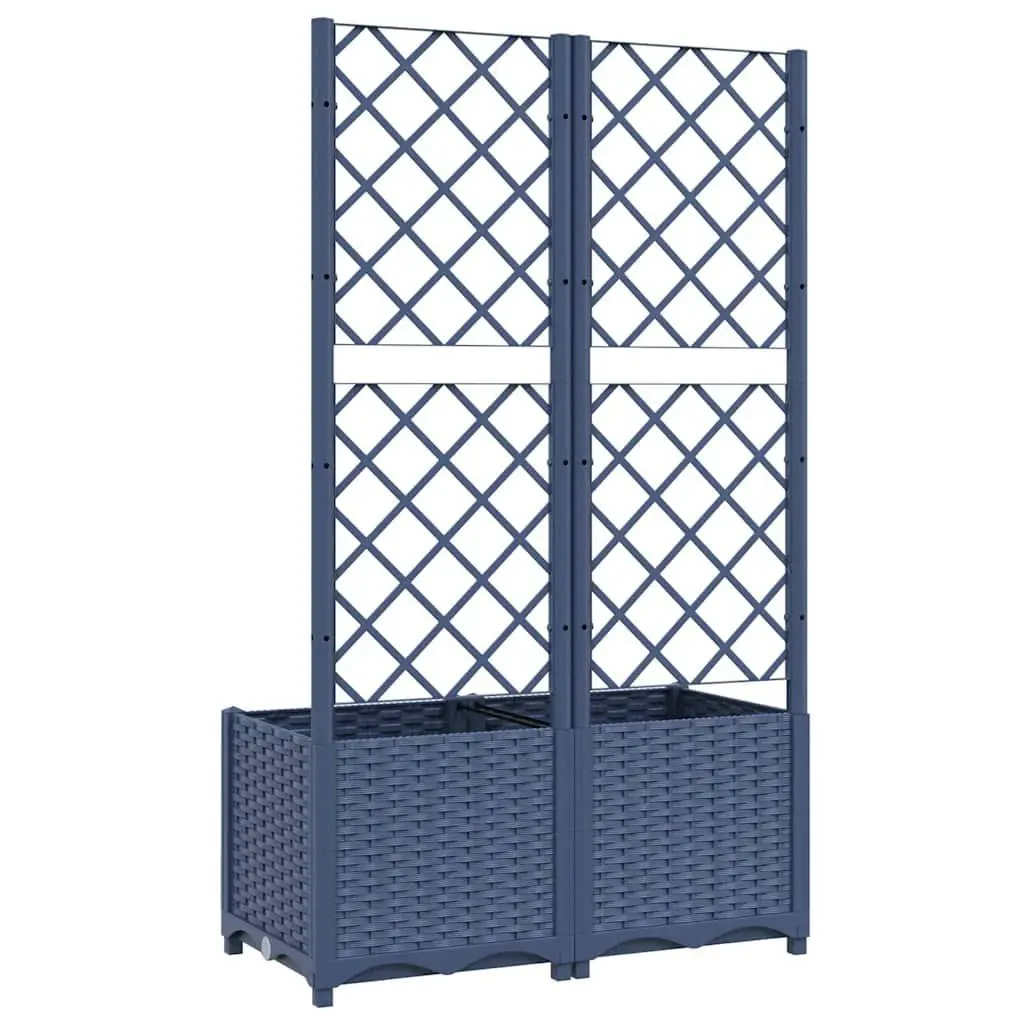 Garden Planter Grey PP with Trellis for Climbing Plants 80 x 40 x 136 cm