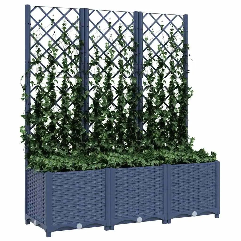 Garden Planter with Trellis Weather-Resistant PP 120 x 40 x 136 cm Grey