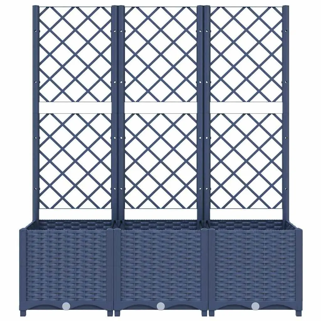 Garden Planter with Trellis Weather-Resistant PP 120 x 40 x 136 cm Grey