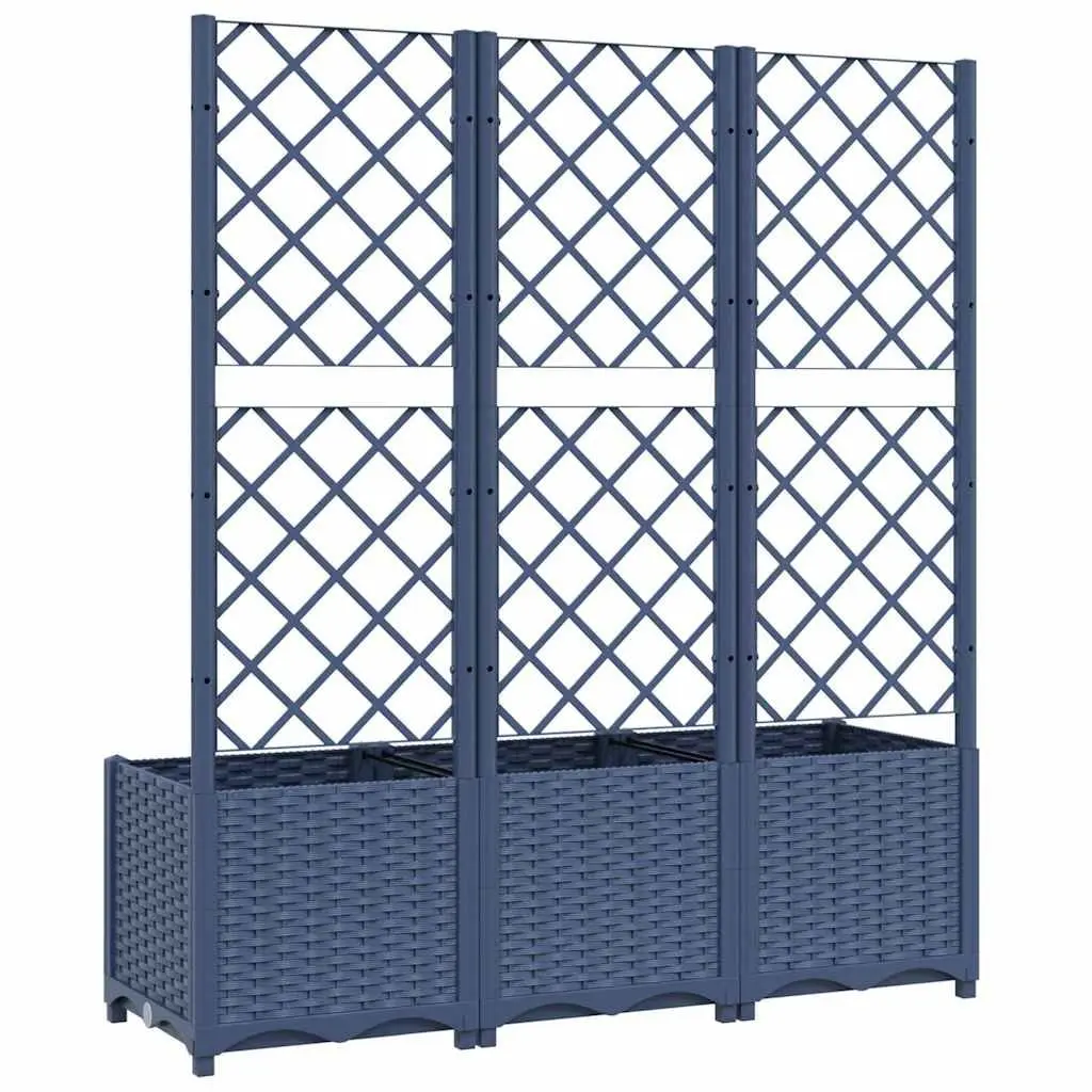 Garden Planter with Trellis Weather-Resistant PP 120 x 40 x 136 cm Grey