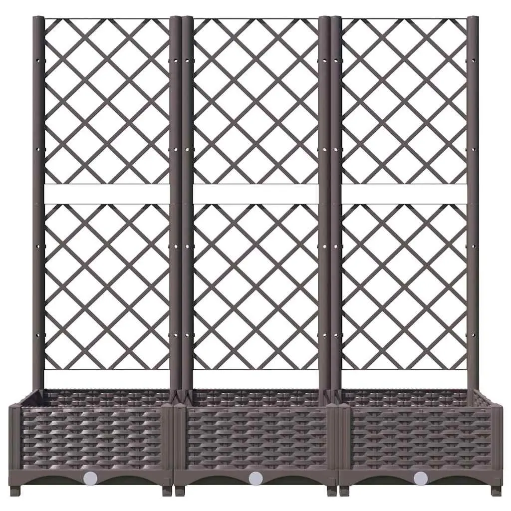 Garden Planter PP Brown 120 x 40 x 121.5 cm with Trellis for Climbing Plants