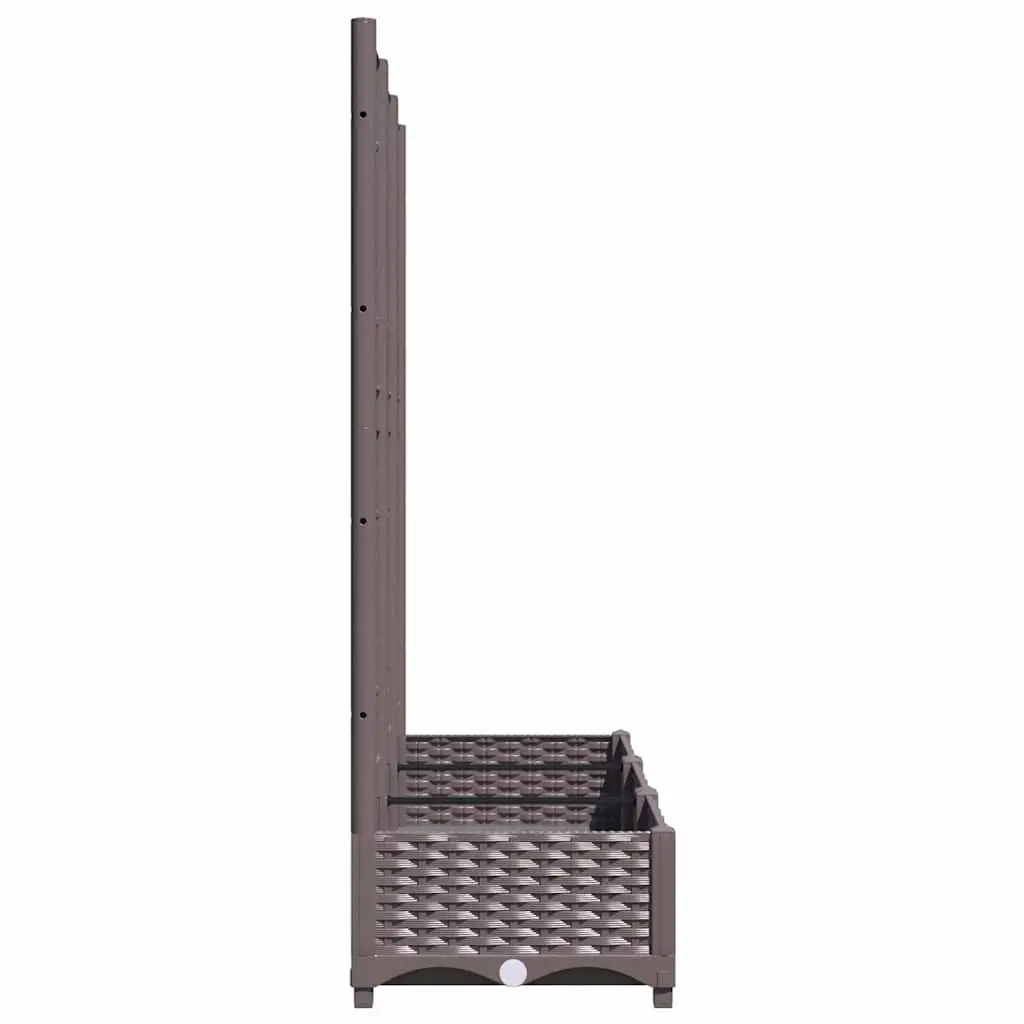 Garden Planter PP Brown 120 x 40 x 121.5 cm with Trellis for Climbing Plants