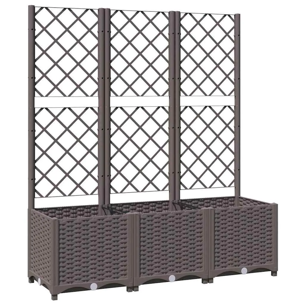 Garden Planter with Trellis Brown Outdoor Climbing Plants Support Flowers Pots