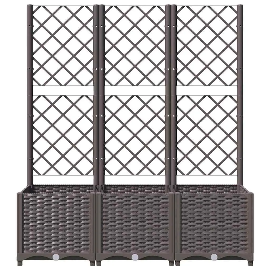 Garden Planter with Trellis Brown Outdoor Climbing Plants Support Flowers Pots