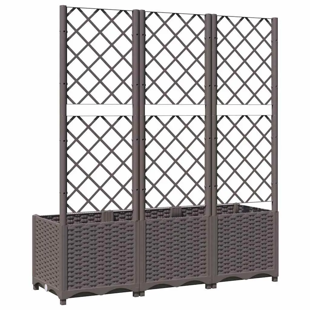 Garden Planter with Trellis Brown Outdoor Climbing Plants Support Flowers Pots