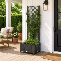 Ideal Black Planter with Trellis for Various Home Spaces