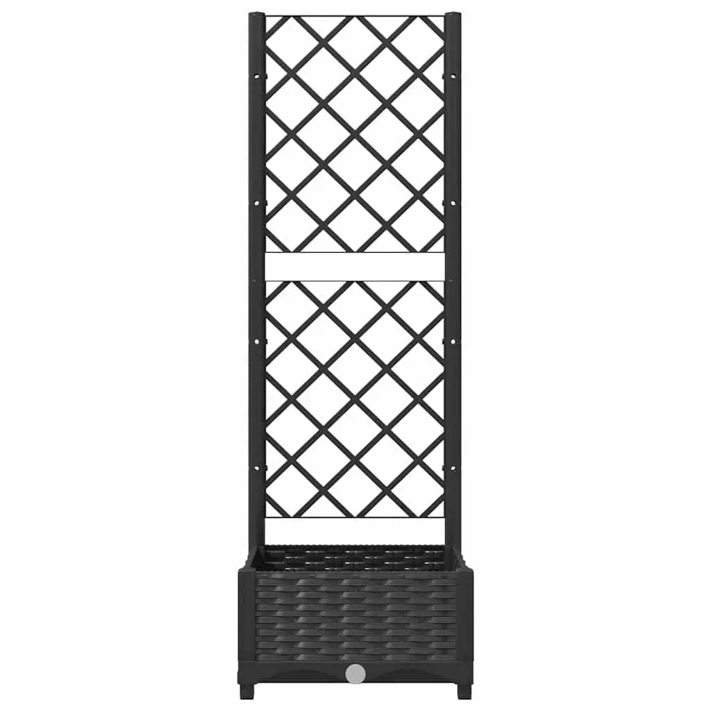 Garden Planter Black PP Outdoor Planter Box with Trellis for Climbing Plants 40 x 40 x 121.5 cm