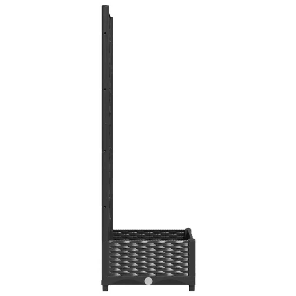 Garden Planter Black PP Outdoor Planter Box with Trellis for Climbing Plants 40 x 40 x 121.5 cm
