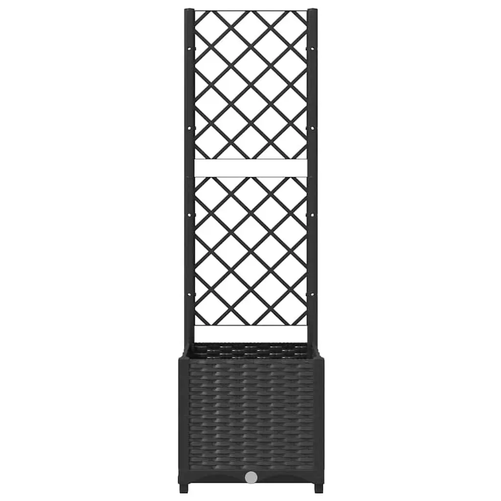 Garden Planter with Trellis Weather-Resistant Black 40x40x136cm for Climbing Plants and Flowers Support