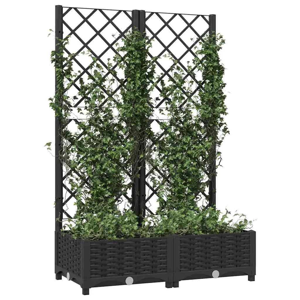Garden Planter with Trellis Weather-Resistant Black 80 x 40 x 121.5 cm