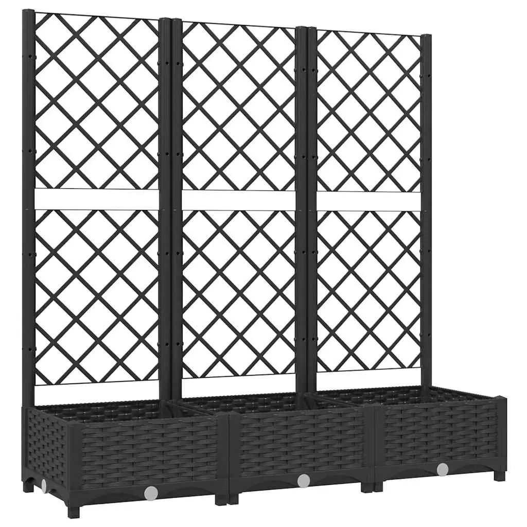 Garden Planter Trellis Outdoor Flower Pot Black 120 x 40 x 121.5 cm PP