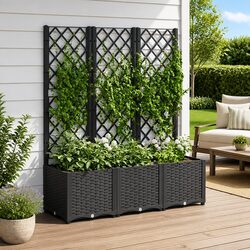 Versatile Black Garden Planter with Trellis for Any Space