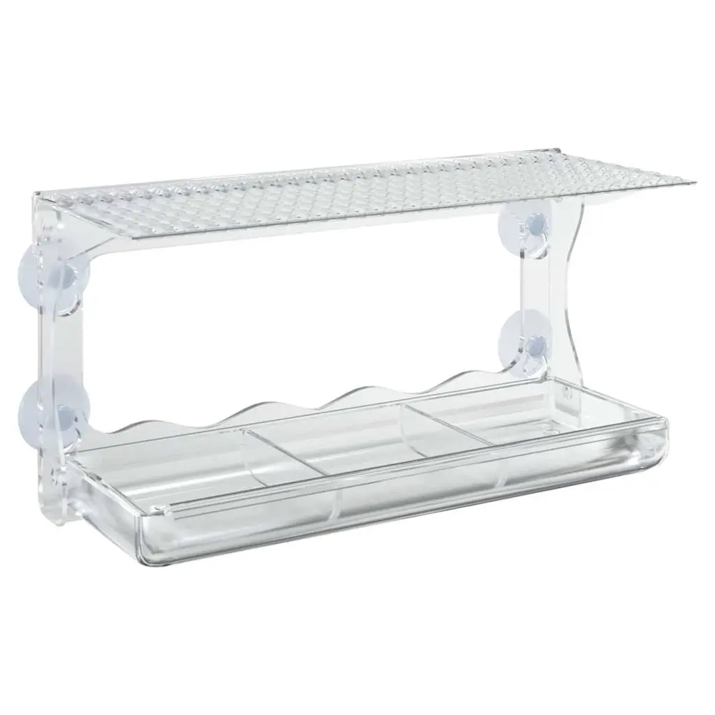 Transparent Acrylic Bird Feeders Set of 2 Outdoor Window Feeding Stations 30x12x15cm