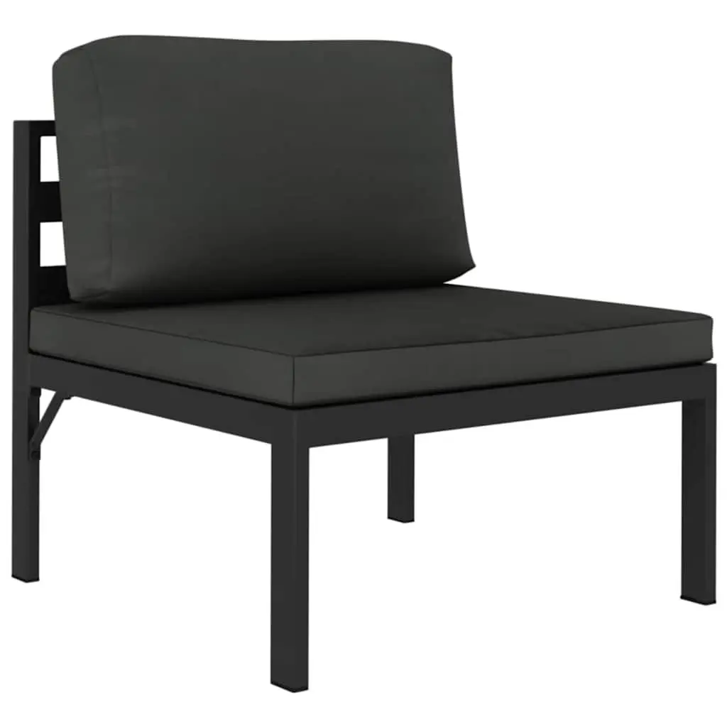 Garden Sofa Set Modular Aluminium 3 Piece Anthracite Outdoor Furniture with Cushions