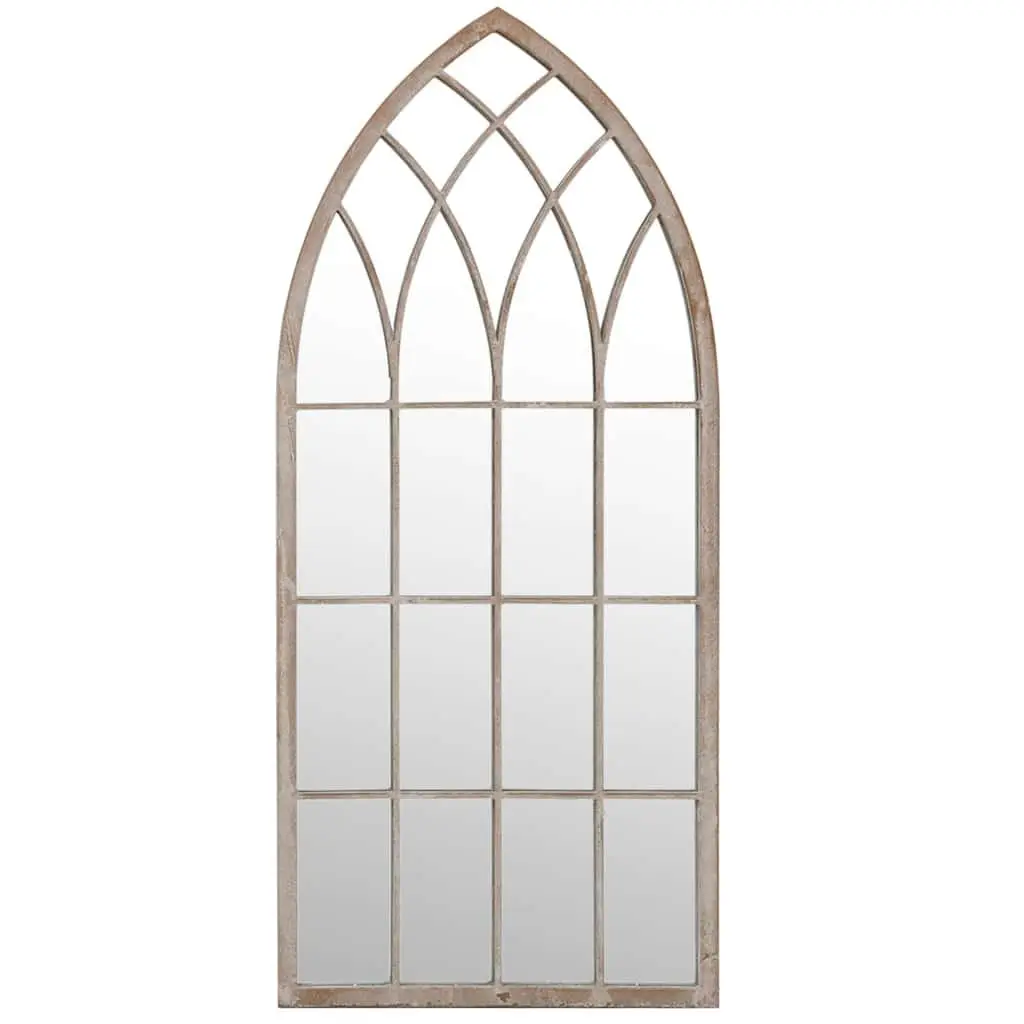 Garden Mirror Iron Antique Effect 100x45cm Cream Outdoor Decor Wall Mount