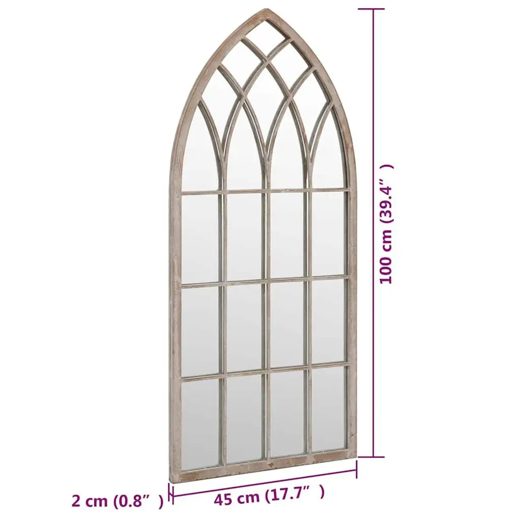 Garden Mirror Iron Antique Effect 100x45cm Cream Outdoor Decor Wall Mount