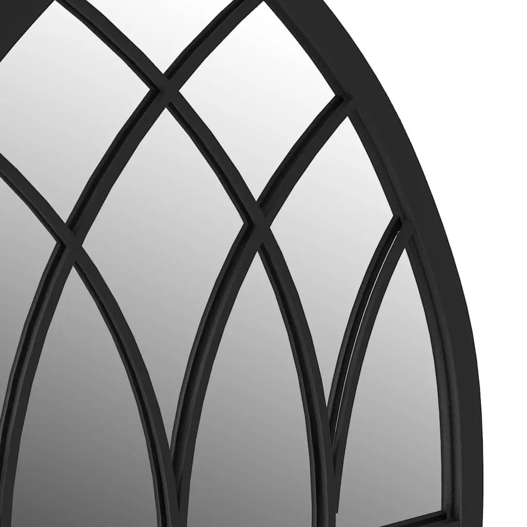 Outdoor Wall Mount Mirror Iron Rust Effect 100x45 cm Black Garden Decor Reflective Feature
