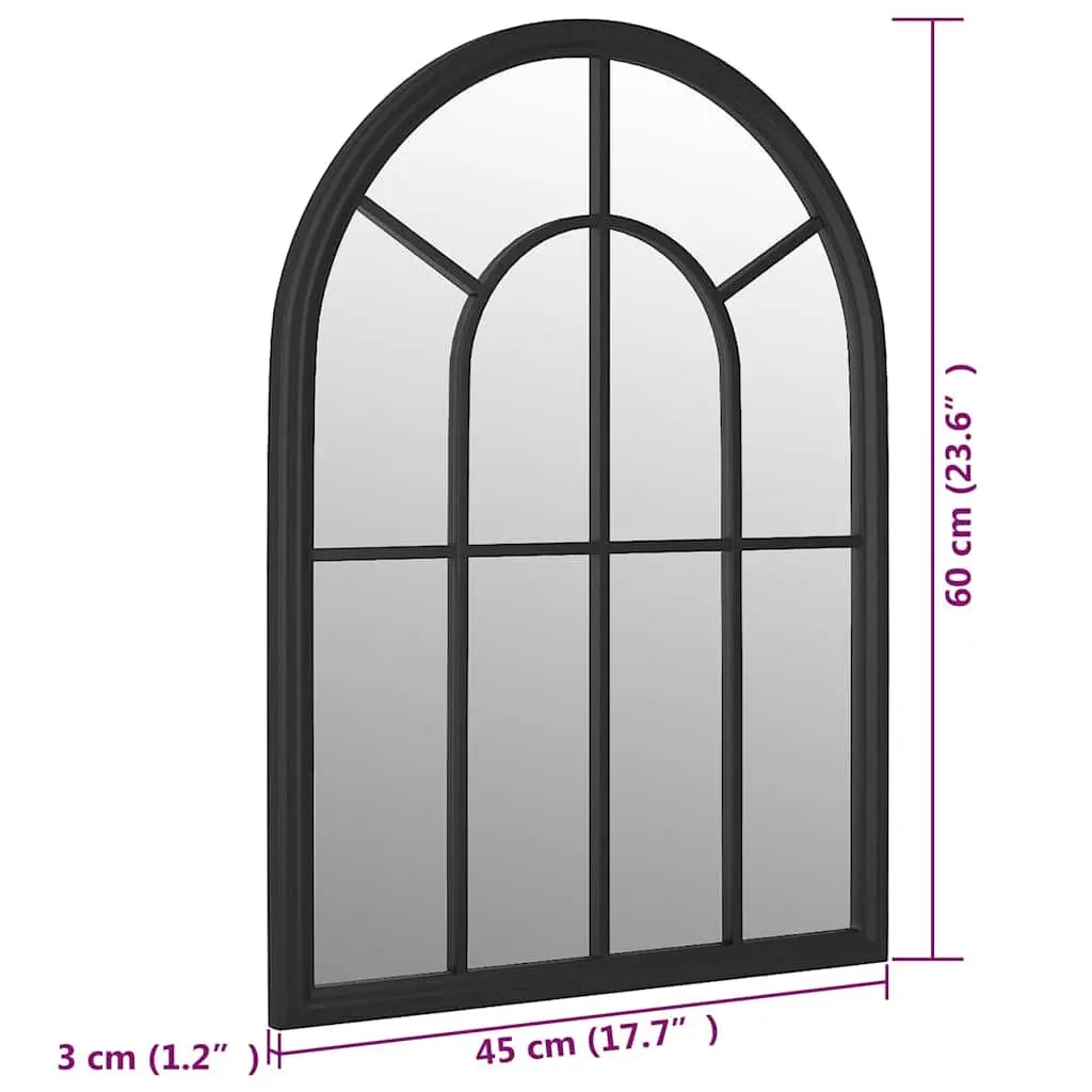 Garden Mirror Black 60x45 cm Iron Outdoor Wall Mounted Decor Reflective Feature