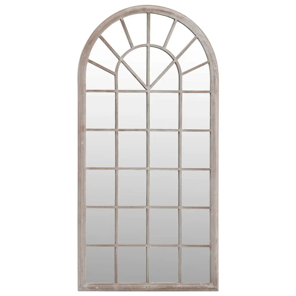 Garden Mirror Outdoor Decor Wall Mount Cream Iron Frame 90x45cm Antique Effect