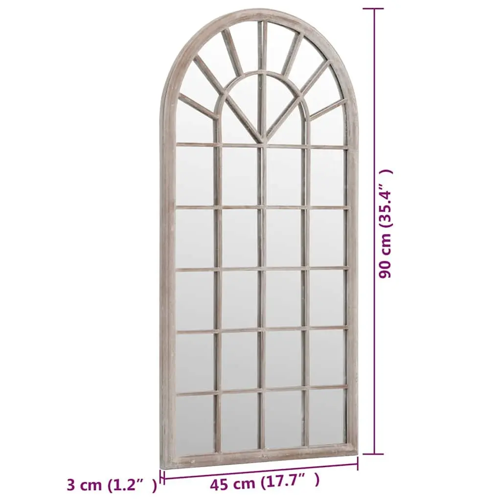 Garden Mirror Outdoor Decor Wall Mount Cream Iron Frame 90x45cm Antique Effect