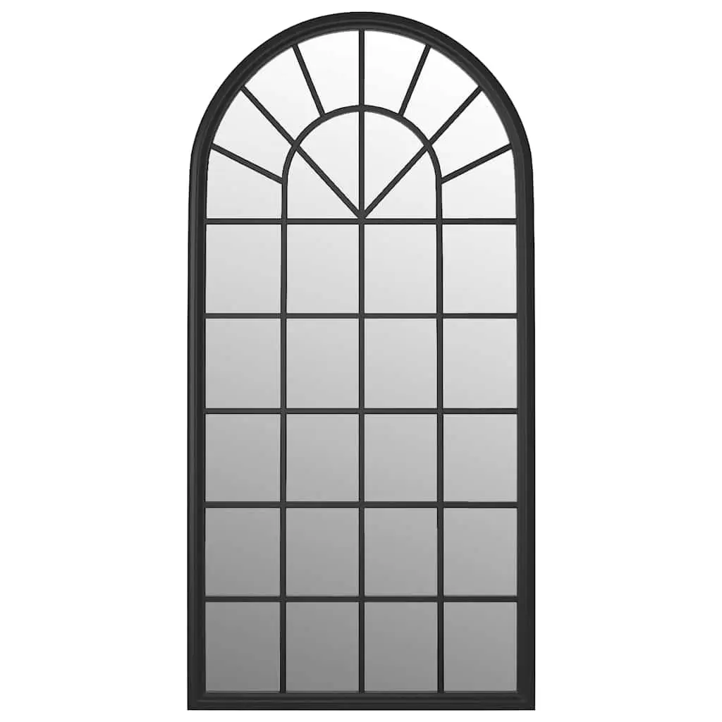 Garden Mirror Iron 90x45 cm Black Outdoor Wall Mounted Decorative Reflective