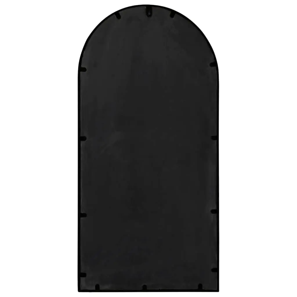 Garden Mirror Iron 90x45 cm Black Outdoor Wall Mounted Decorative Reflective