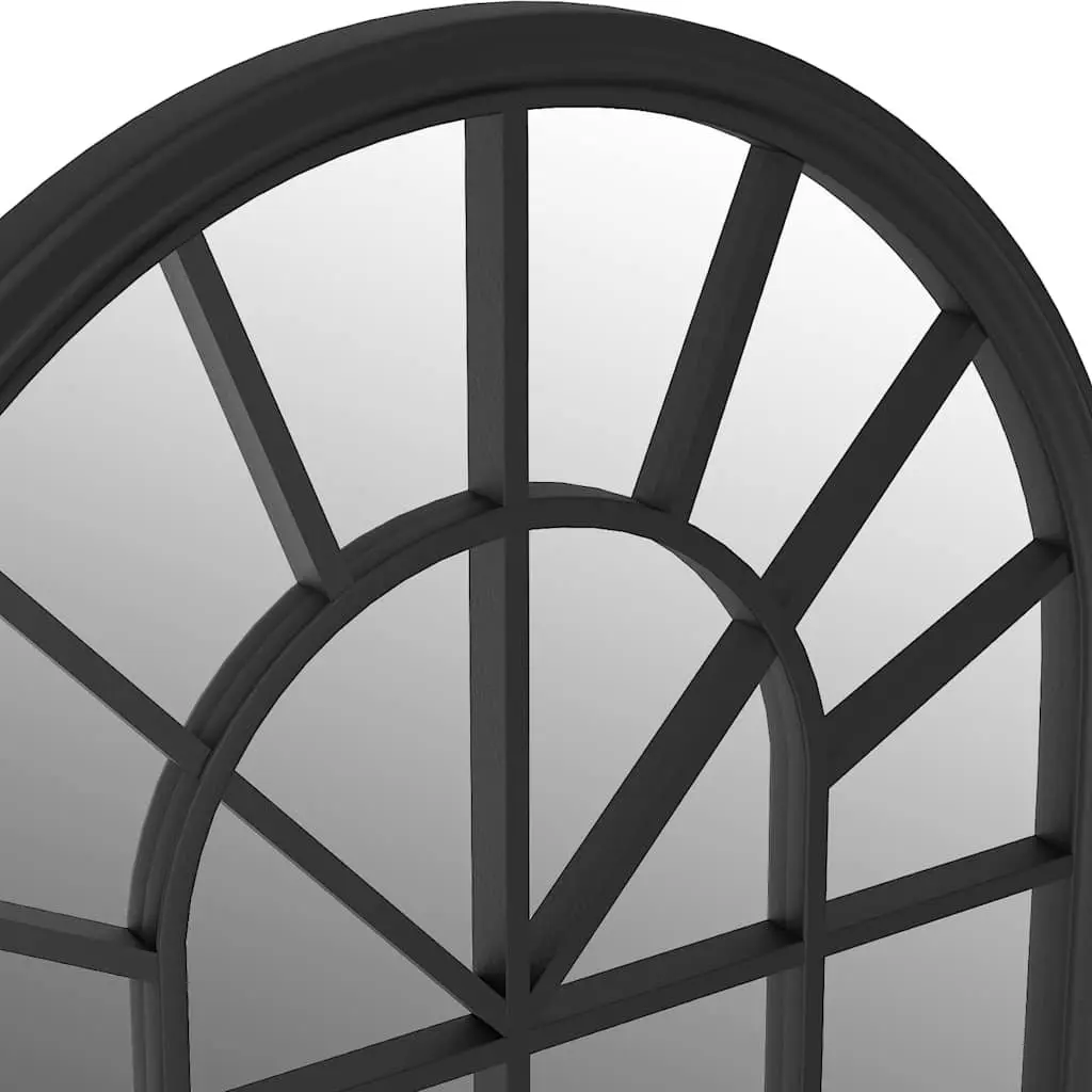 Garden Mirror Iron 90x45 cm Black Outdoor Wall Mounted Decorative Reflective