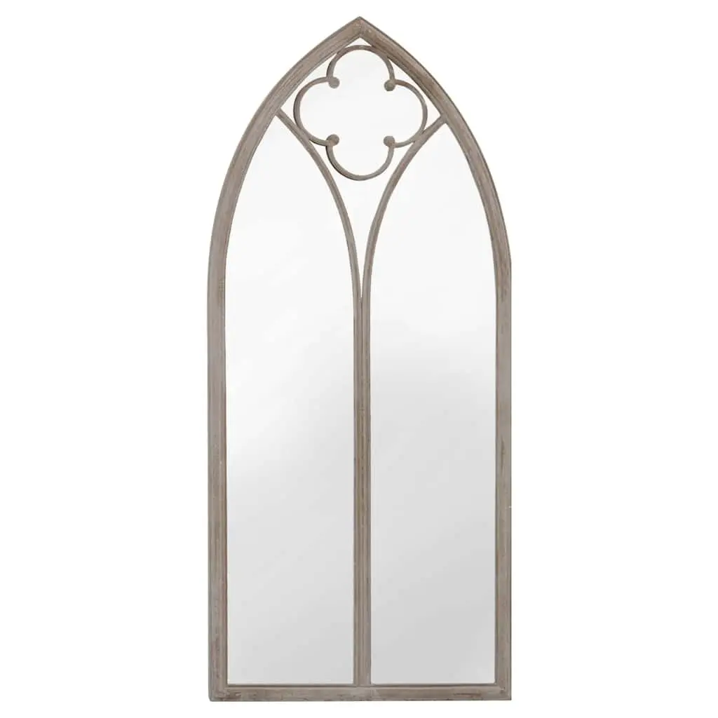 Outdoor Mirror Rust Effect Iron Cream 100x45cm Wall Mount Garden Decor