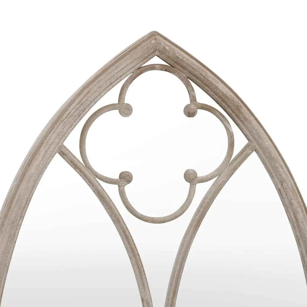 Outdoor Wall Decor Mirror Iron Cream Antique Effect 70x30cm Rust Finish